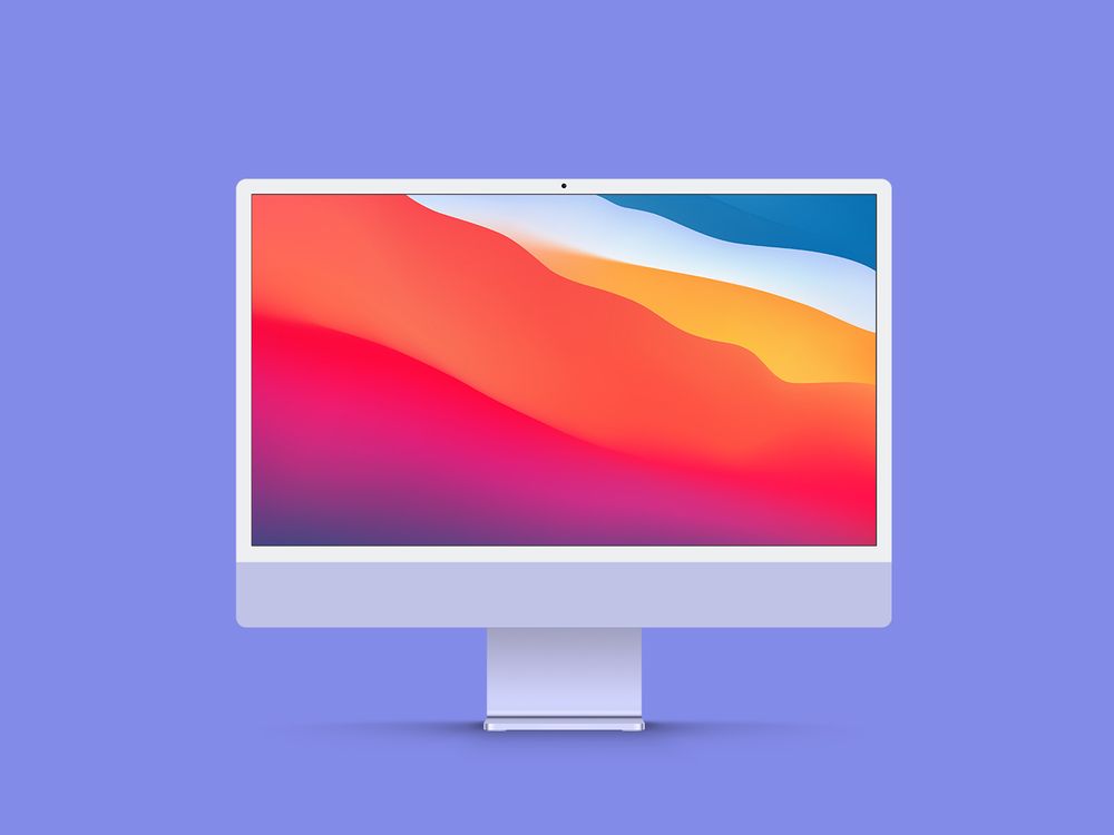 New iMac 24-inch display mockup purple for website previews