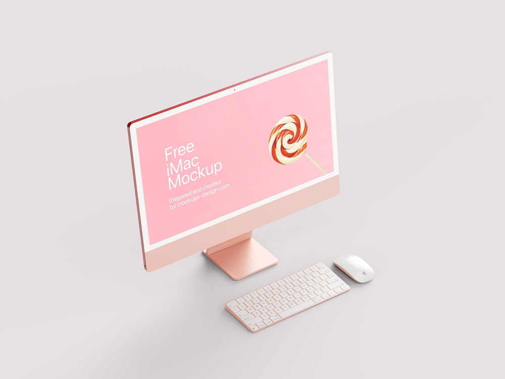 Free pink iMac mockup for modern website presentation