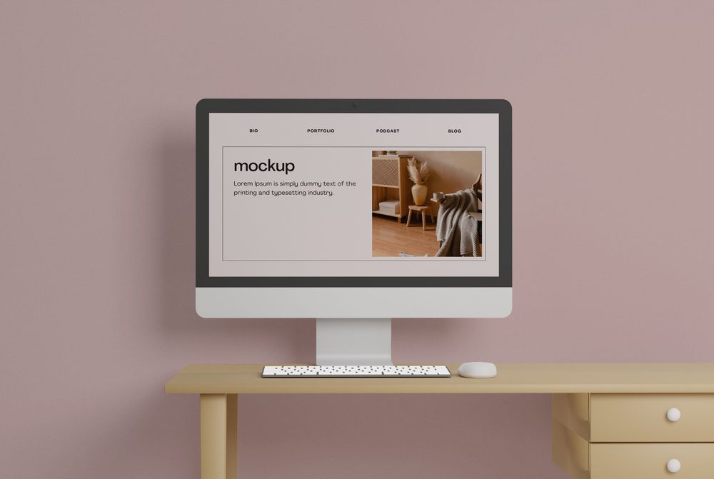 Free iMac mockup for website UI presentation
