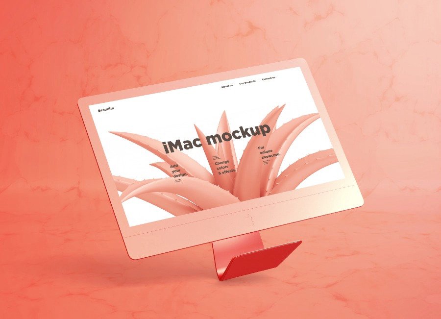 iMac and marble mockup for elegant website presentation