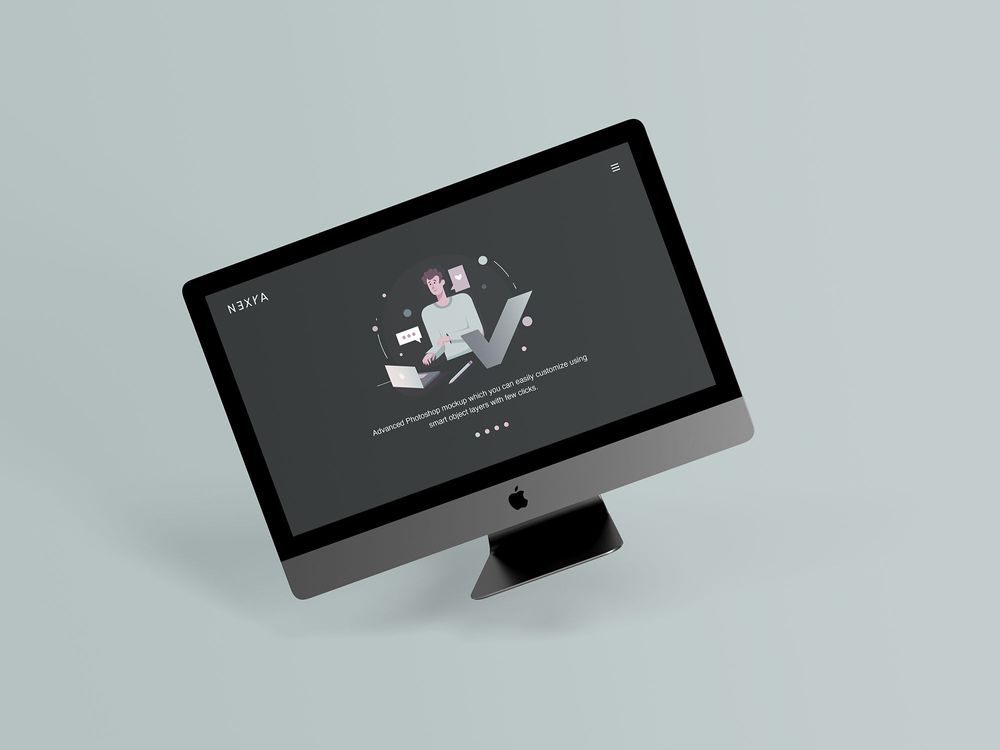 Website presentation on an iMac mockup for web designers