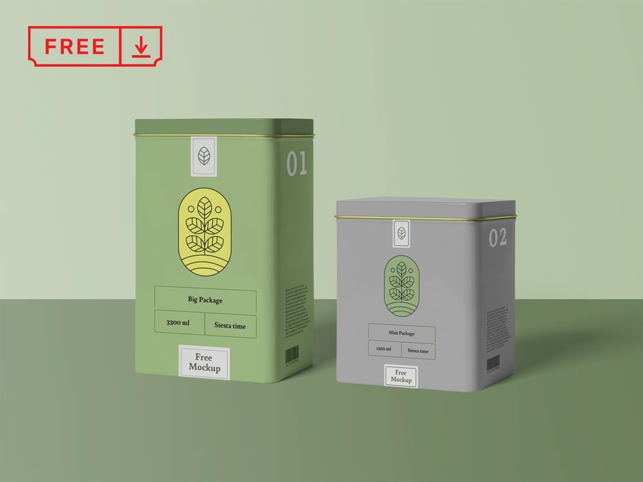 Free Metal Tea Box Mockup