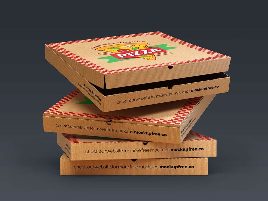 Open and Closed Pizza Box Mockup PSD