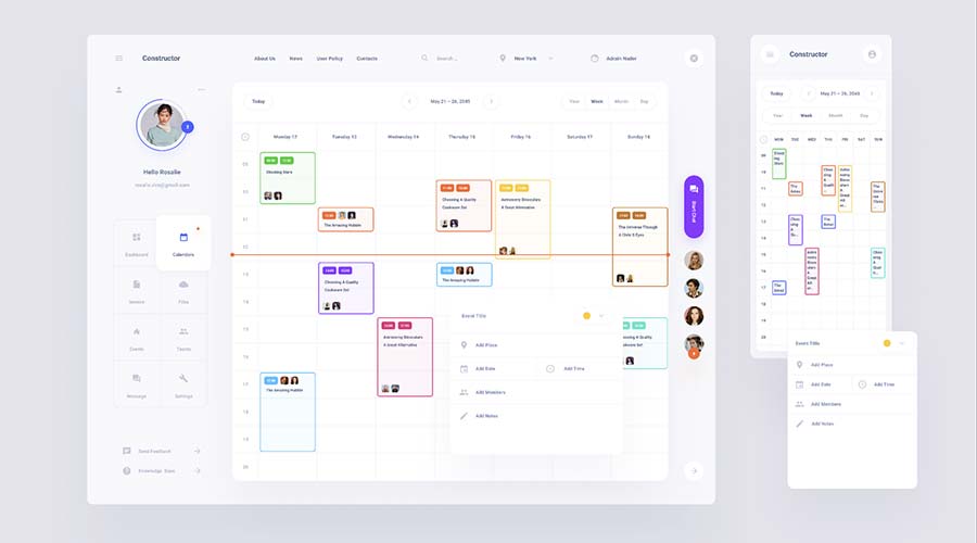 Dashboard and Calendar UI for Figma admin dashboard template