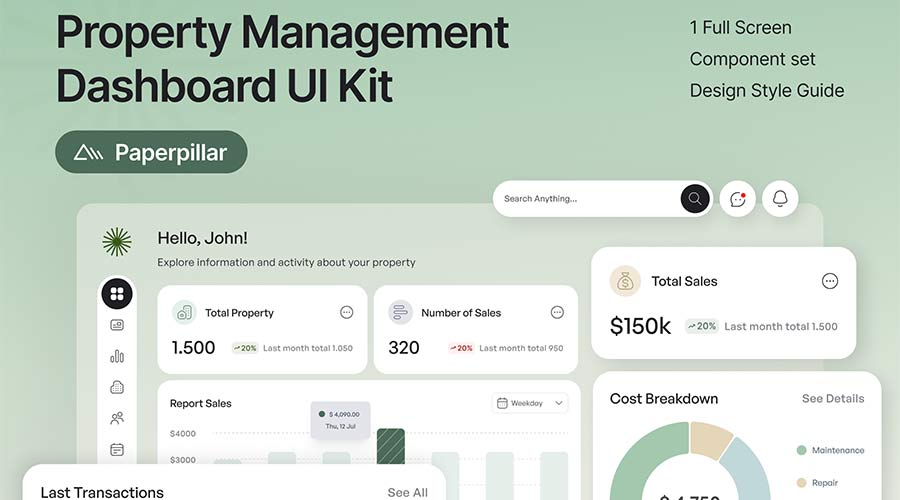 Property Management Free UI Kit for Figma dashboard design