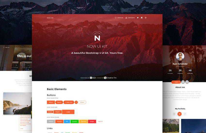 Now UI Kit free responsive Bootstrap 4 UI kit