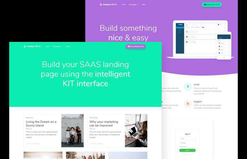 Anchor free Bootstrap UI Kit with modern colorful components