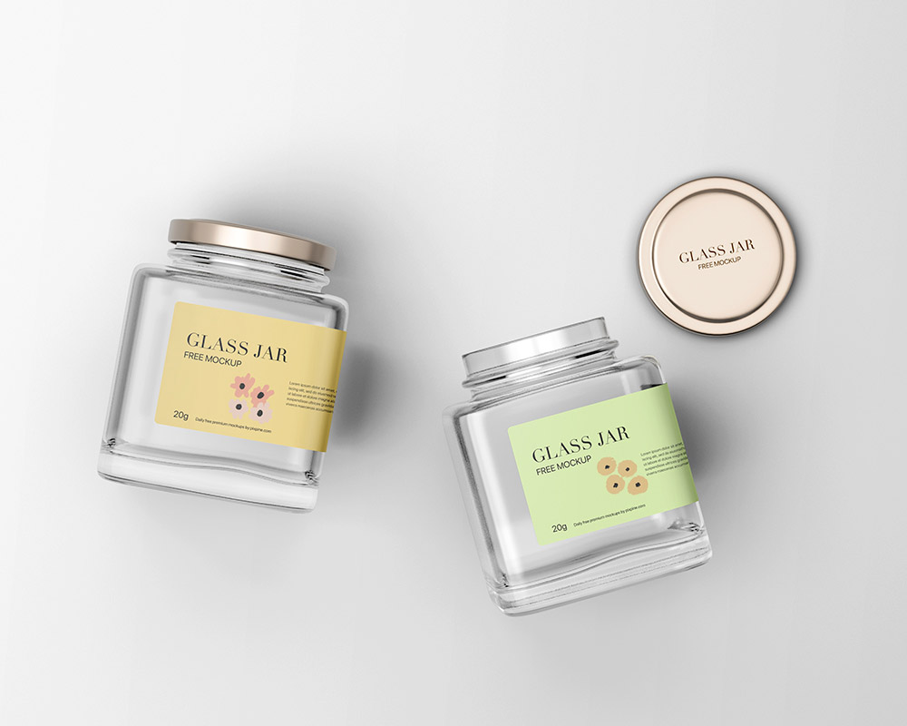 Free Square Glass Jar Mockup