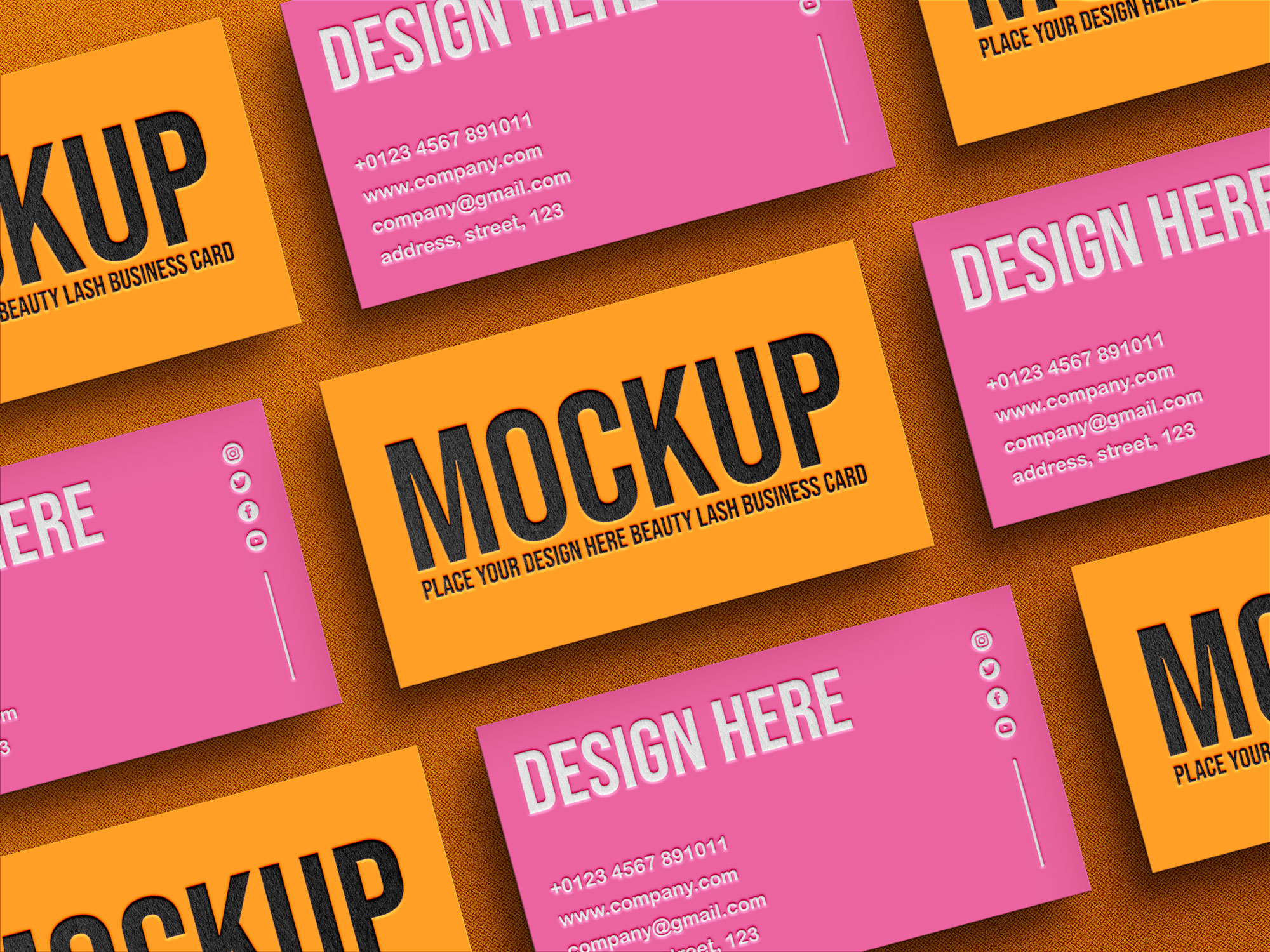 Free Isometric Embossed Business Card Mockup 