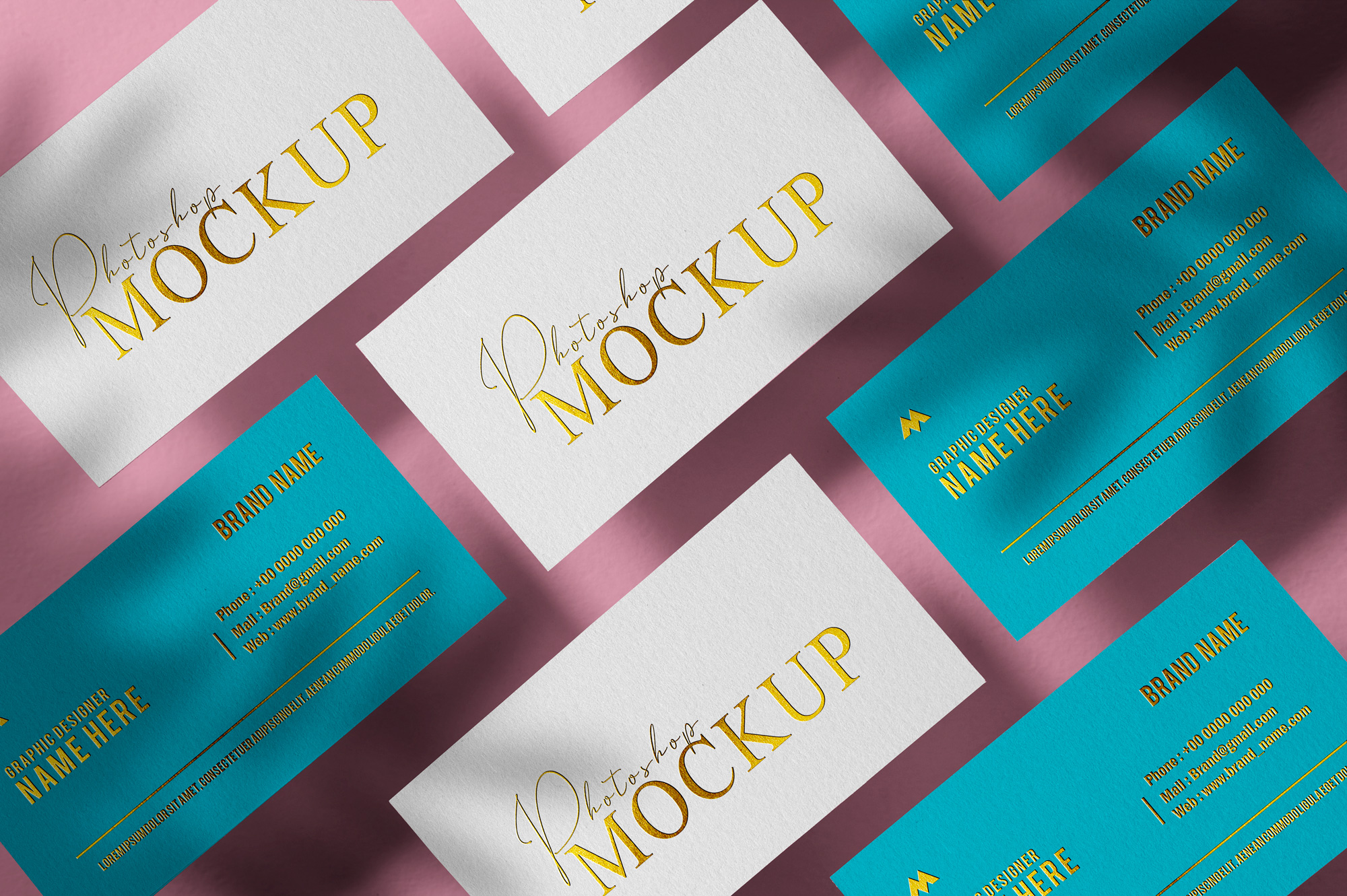 Free Gold Embossed Business Card Mockup