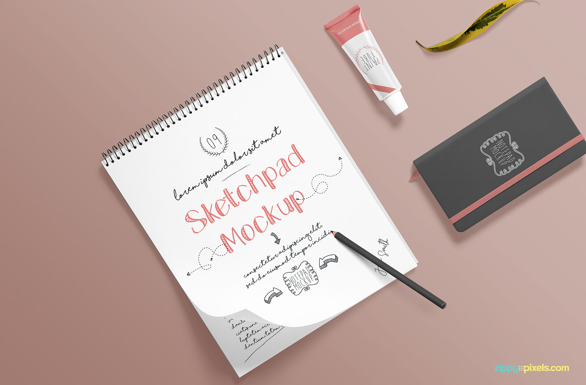 Sketchbook on a Split Background PSD Mockup FREE PSD