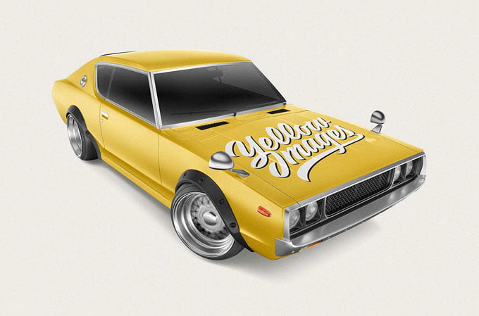 Free Retro Sport Car Mockup