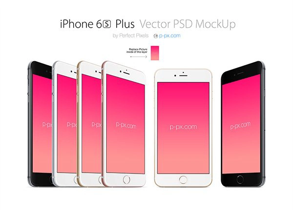 IPHONE 6S Plus Front And Angled PSD + AI Vector Mockup