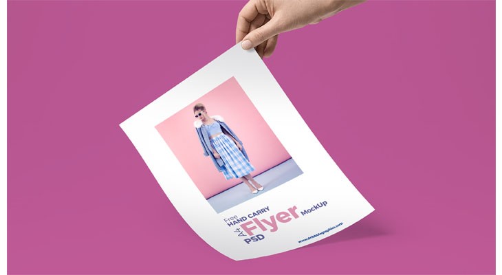 Free Hand Carry A4 Flyer MockUp PSD
