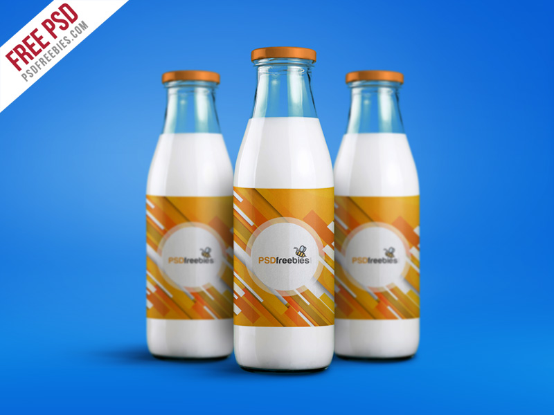 Free Milk Bottle Packaging Mockup