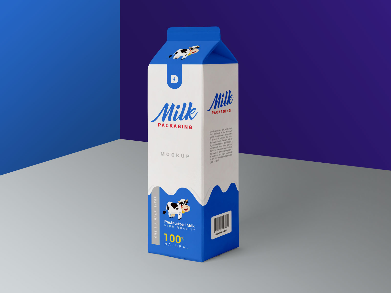 Free Milk Carton Mockup PSD