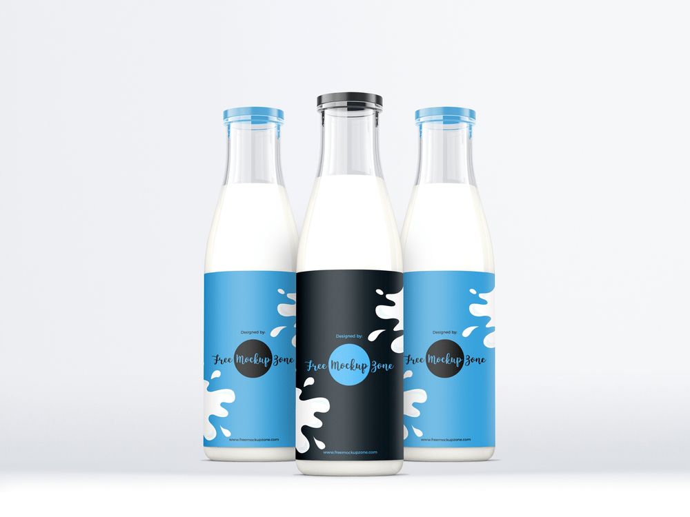 Free Milk Glass Bottle Mockup PSD
