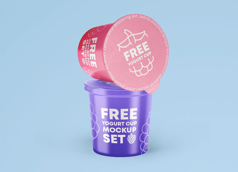 Free Yogurt Cup Mockup PSD Set