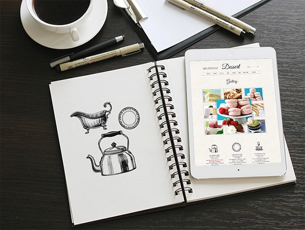Sketchbook with iPad Free Mockup