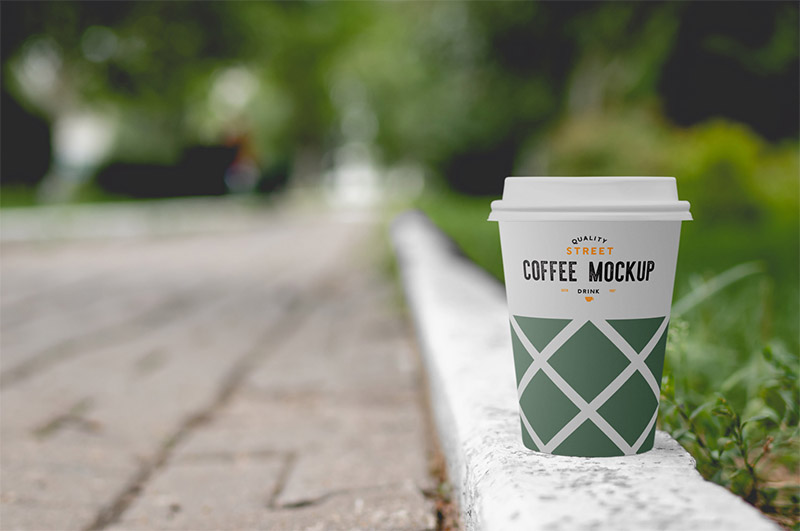 Coffee Cup on Pavement - Free Mockup Scene