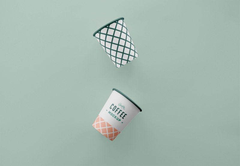Top View Disposable Coffee Cups - Free Mockup