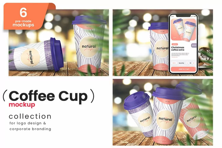 Premium Paper Coffee Cups - 6 Mockups