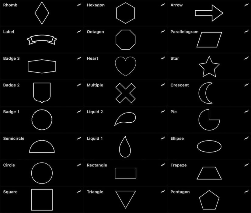 Procreate Shape Brushes Pack with decorative stamp designs