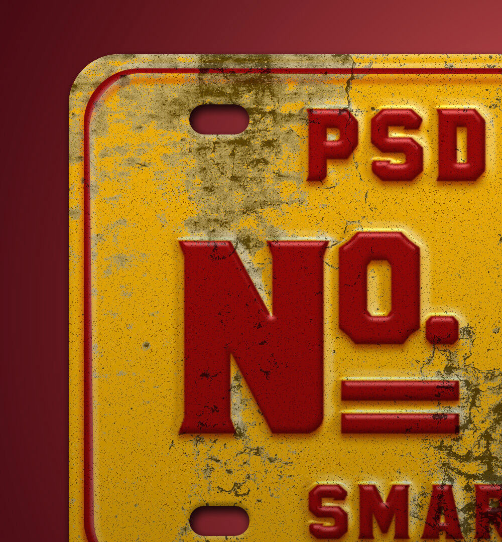 Front View of Worn-out Vintage Number Plate Mockup FREE PSD