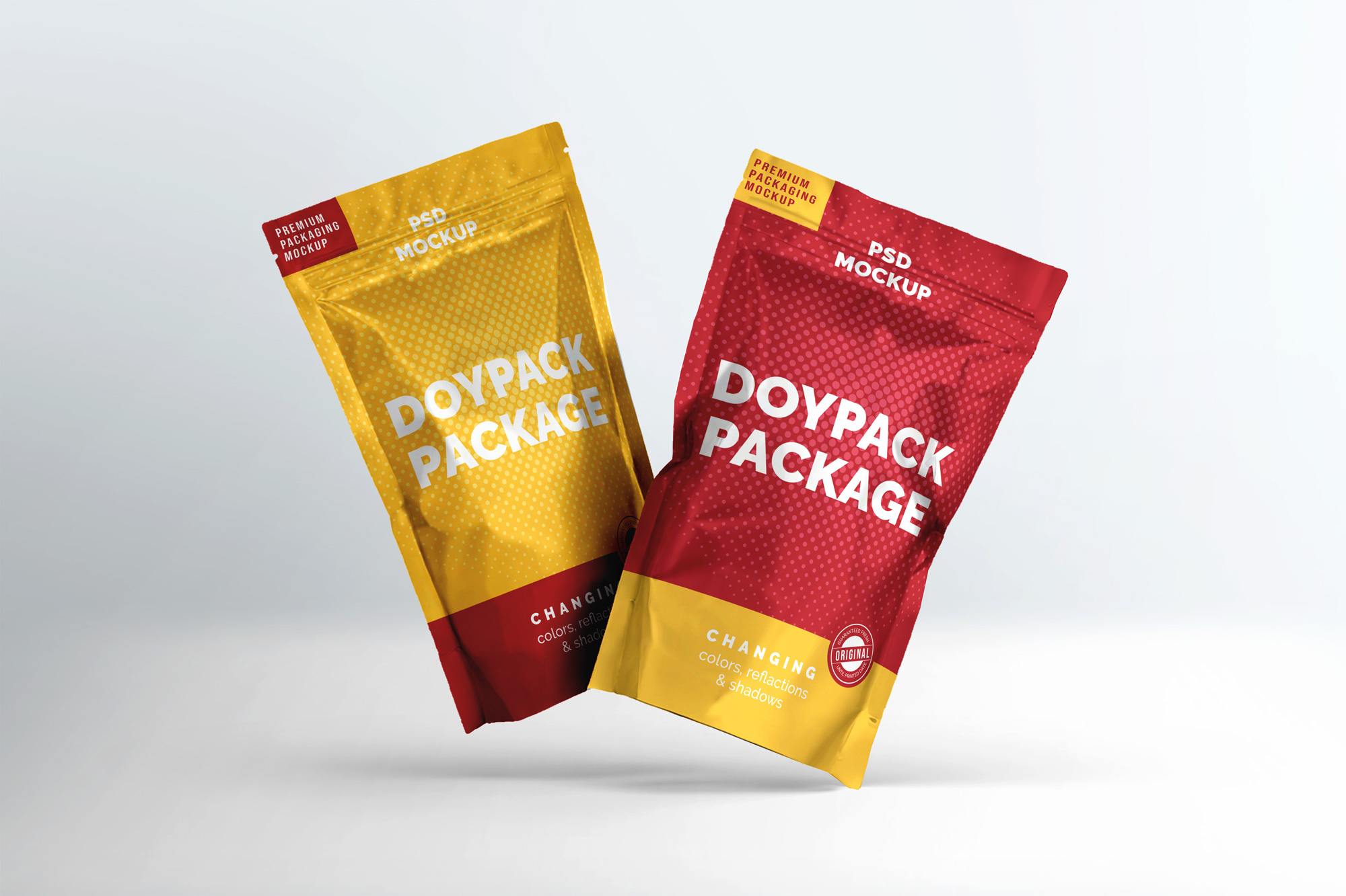 Free Floating Doypack Pouch Mockup