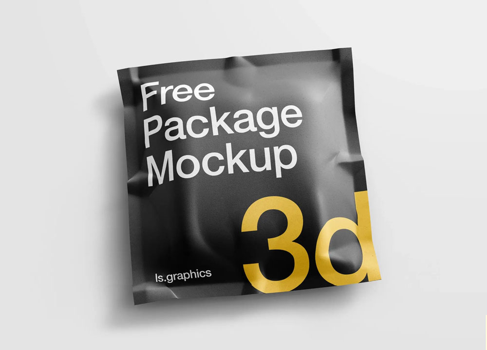 Free Realistic Square Pouch Mockup