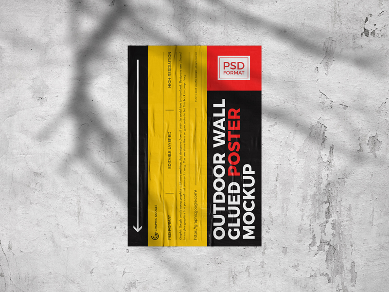 Free-Premium-Outdoor-Wall-Glued-Poster-Mockup