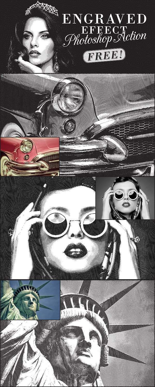 Free Engraved Illustration Effect Action for Photoshop